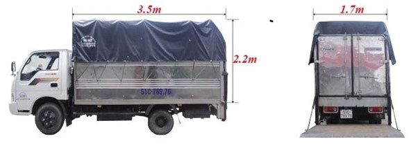 Xe tải 2 tấn (bàn nâng+ mui bạc)